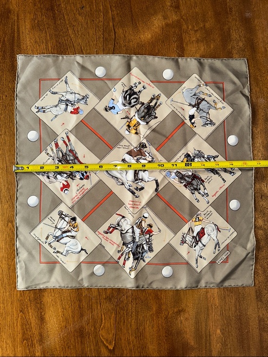 Hermes Taupe Beige Equestrian Silk Scarf “Le Monde du Polo” - Picture 3 of 7